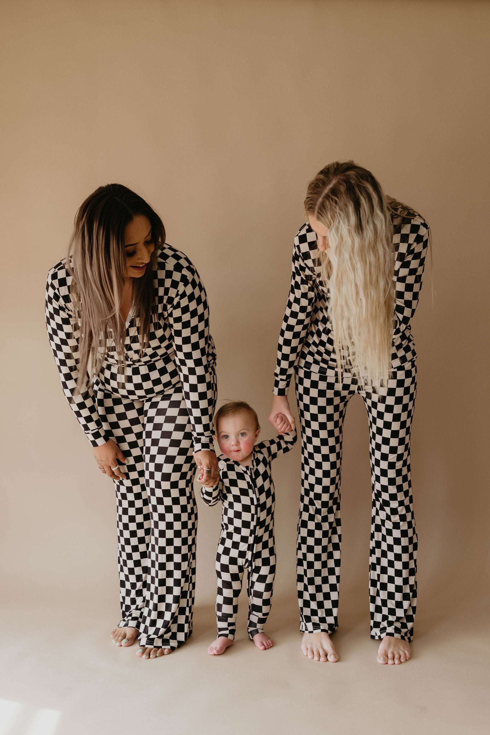 Black Checkerboard | Women's Bamboo Pajamas | Milk & Baby