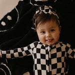 Black Checkerboard | Bamboo Zip Pajamas | Milk & Baby