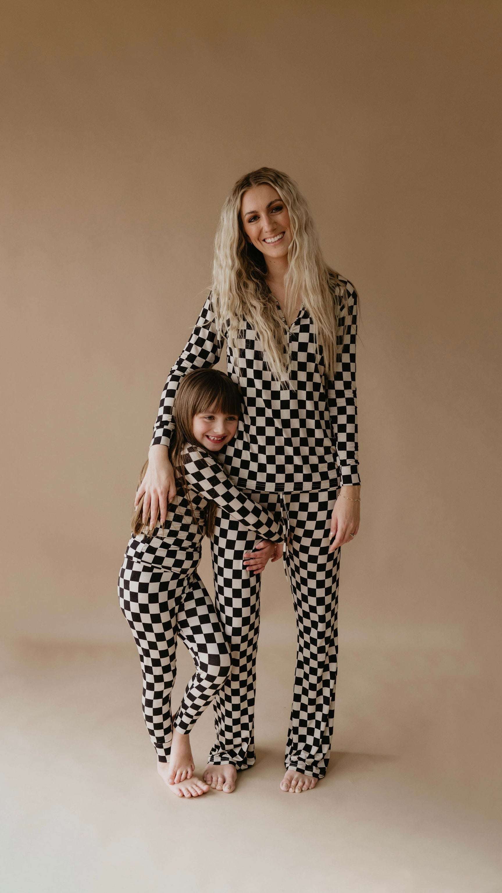 Black Checkerboard | Women's Bamboo Pajamas | Milk & Baby