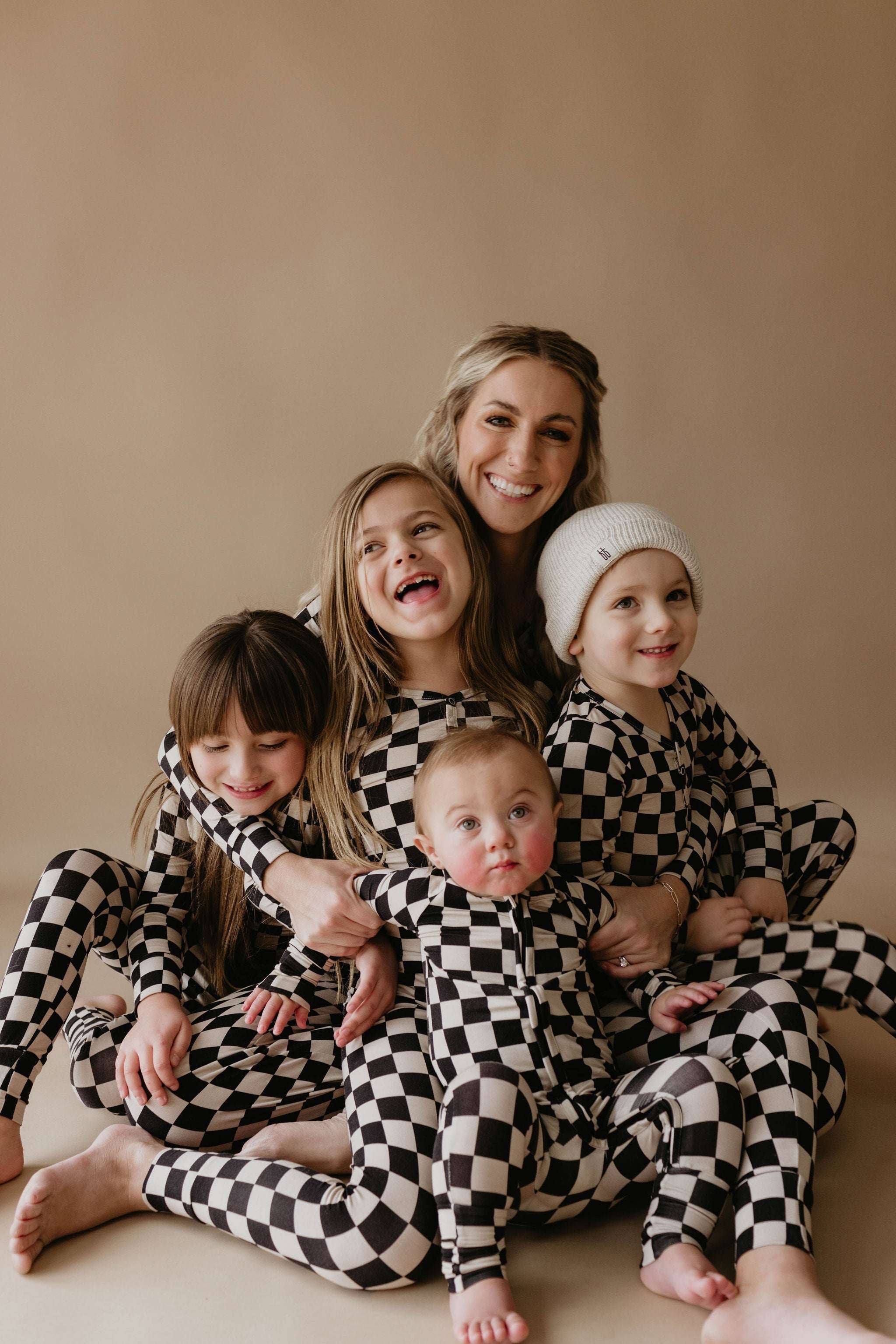 Black Checkerboard | Women's Bamboo Pajamas | Milk & Baby