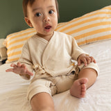 Ecru Pointelle Baby Kimono Onesie