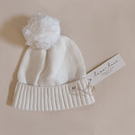Luna + Luca Pom Beanie - White | Milk & Baby