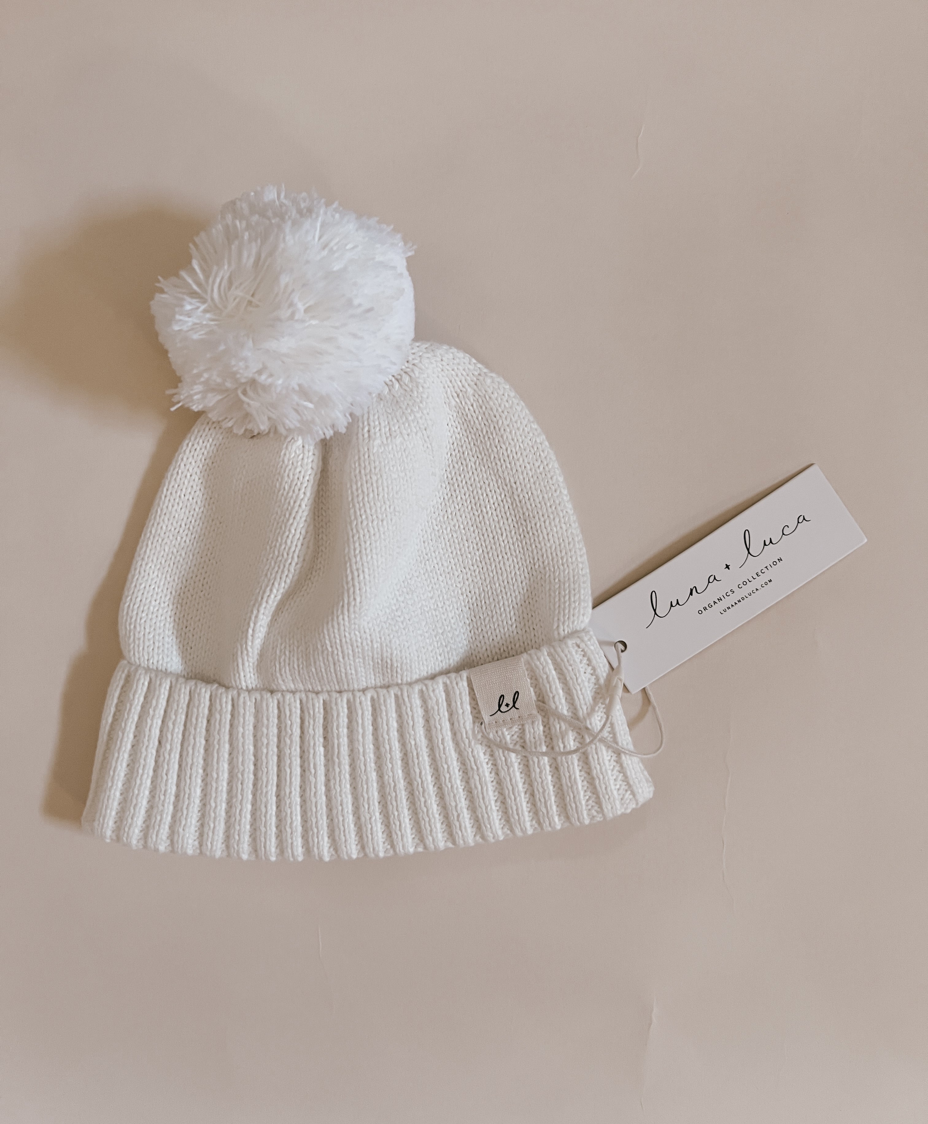 Luna + Luca Pom Beanie - White | Milk & Baby