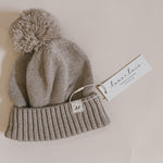 Luna + Luca Pom Beanie - Heather Beige | Milk & Baby