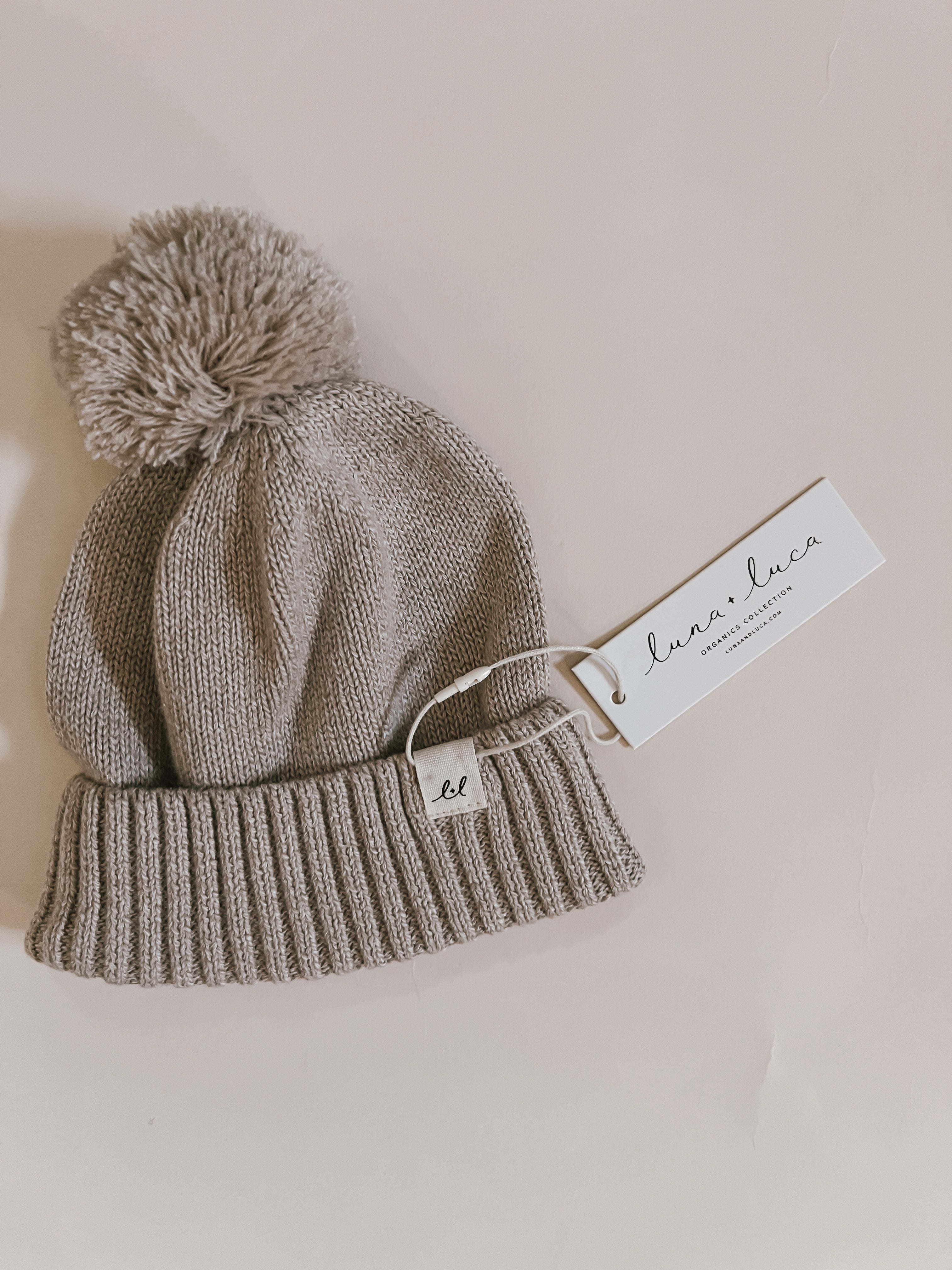 Luna + Luca Pom Beanie - Heather Beige | Milk & Baby