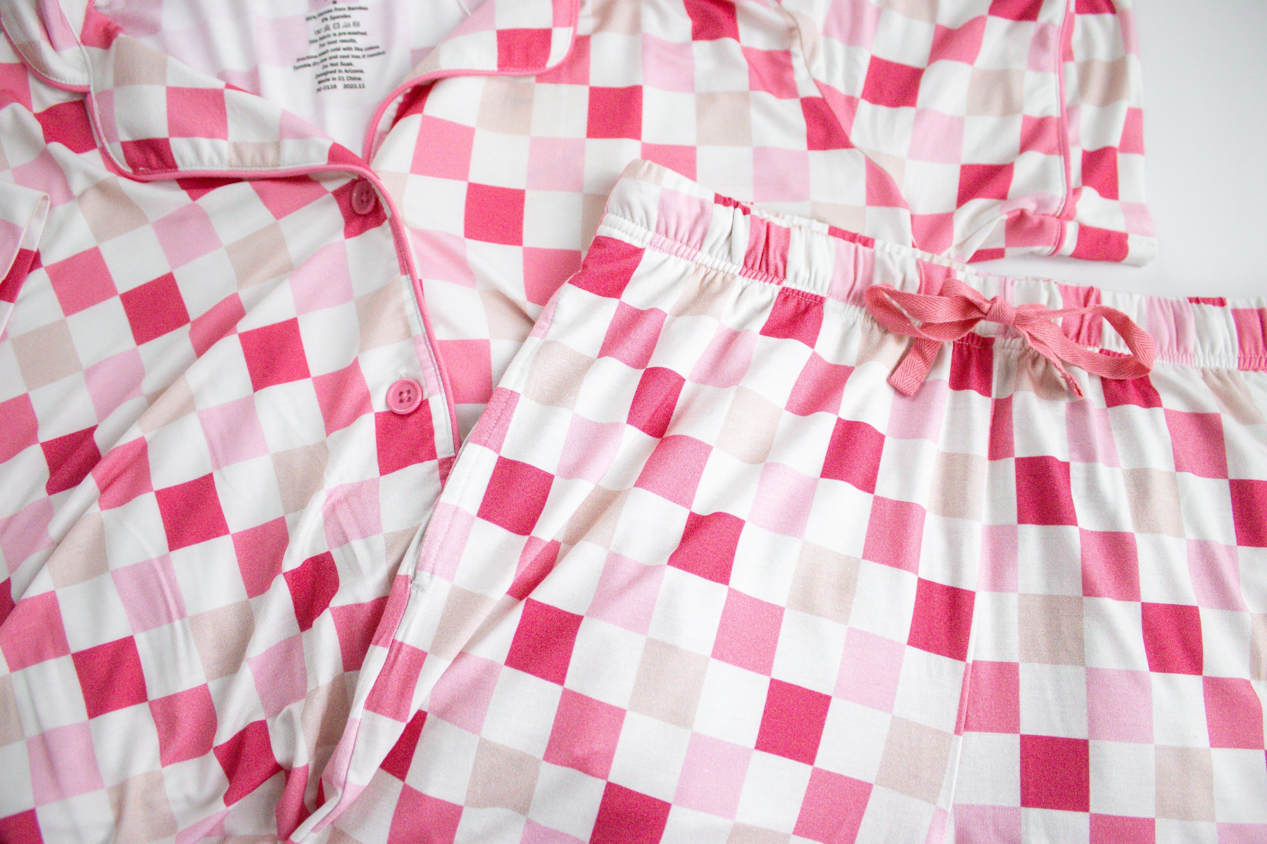 Dreamy Pink Checkers Women's Relaxed Flare Dream Set | Milk & Baby