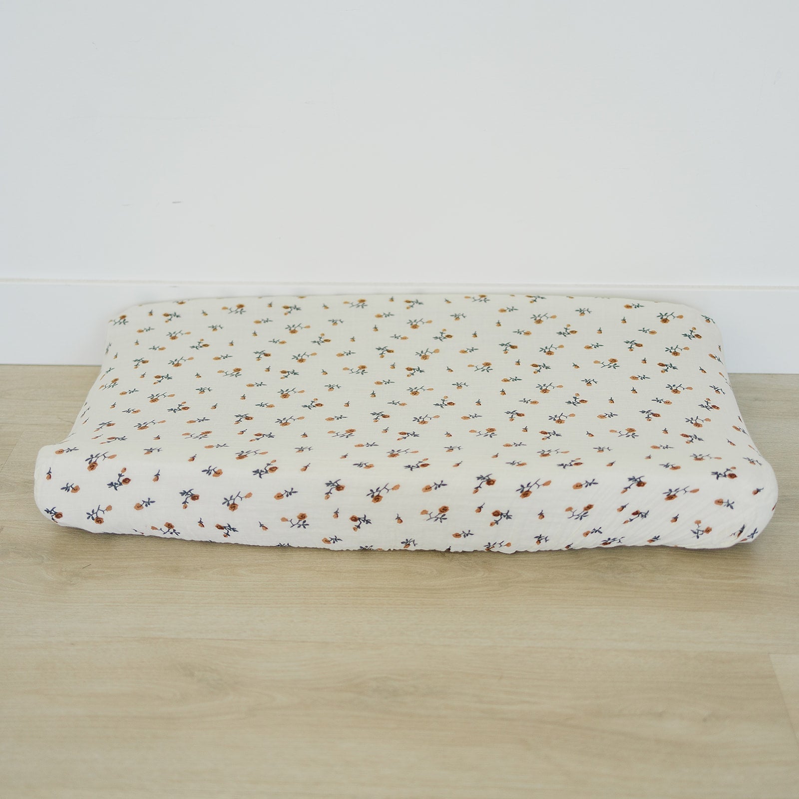 Cream Floral Muslin Changing Pad Cover | Milk & Baby