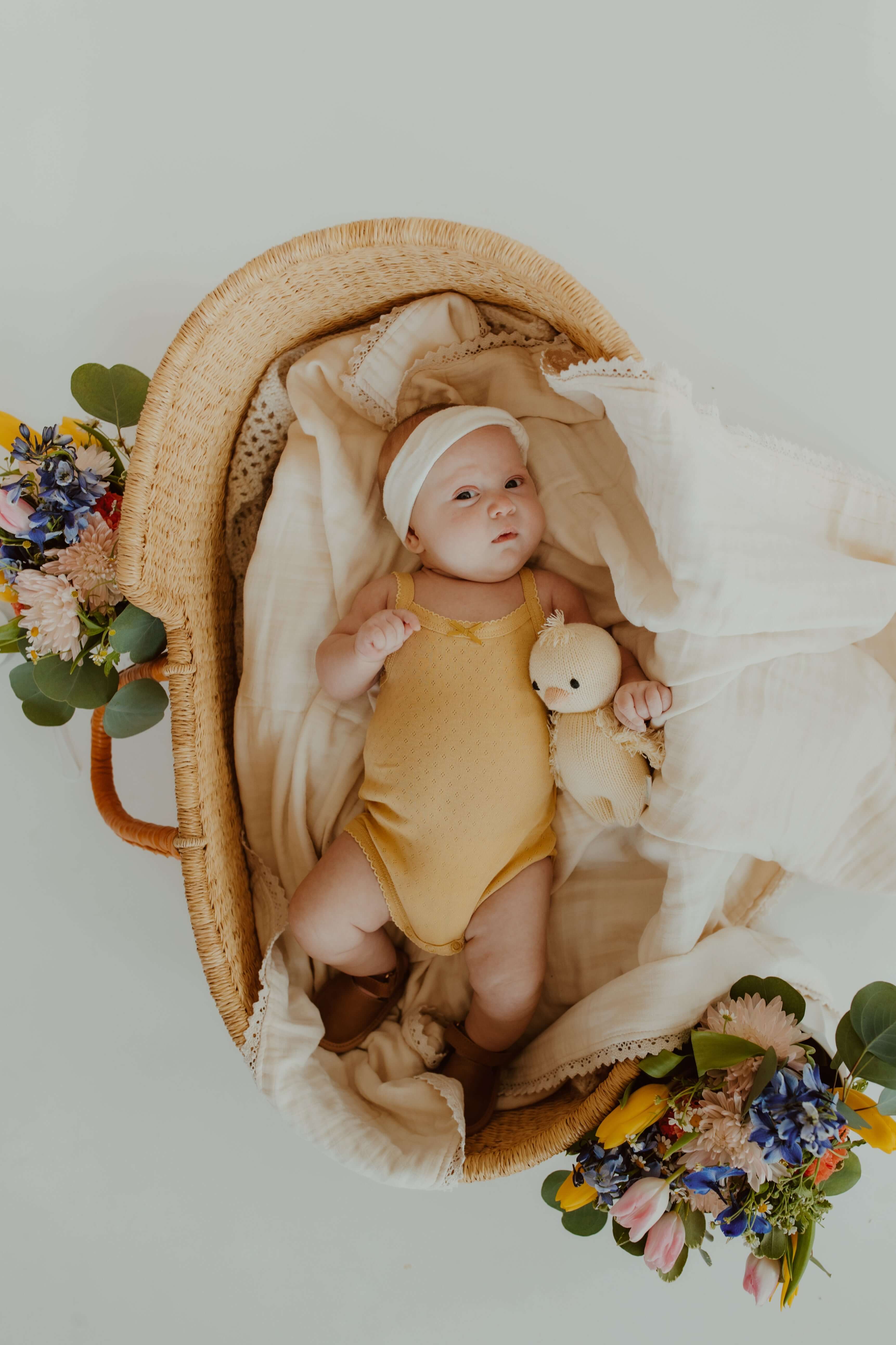 Yellow Bow Pointelle Tank Bodysuit | Milk & Baby