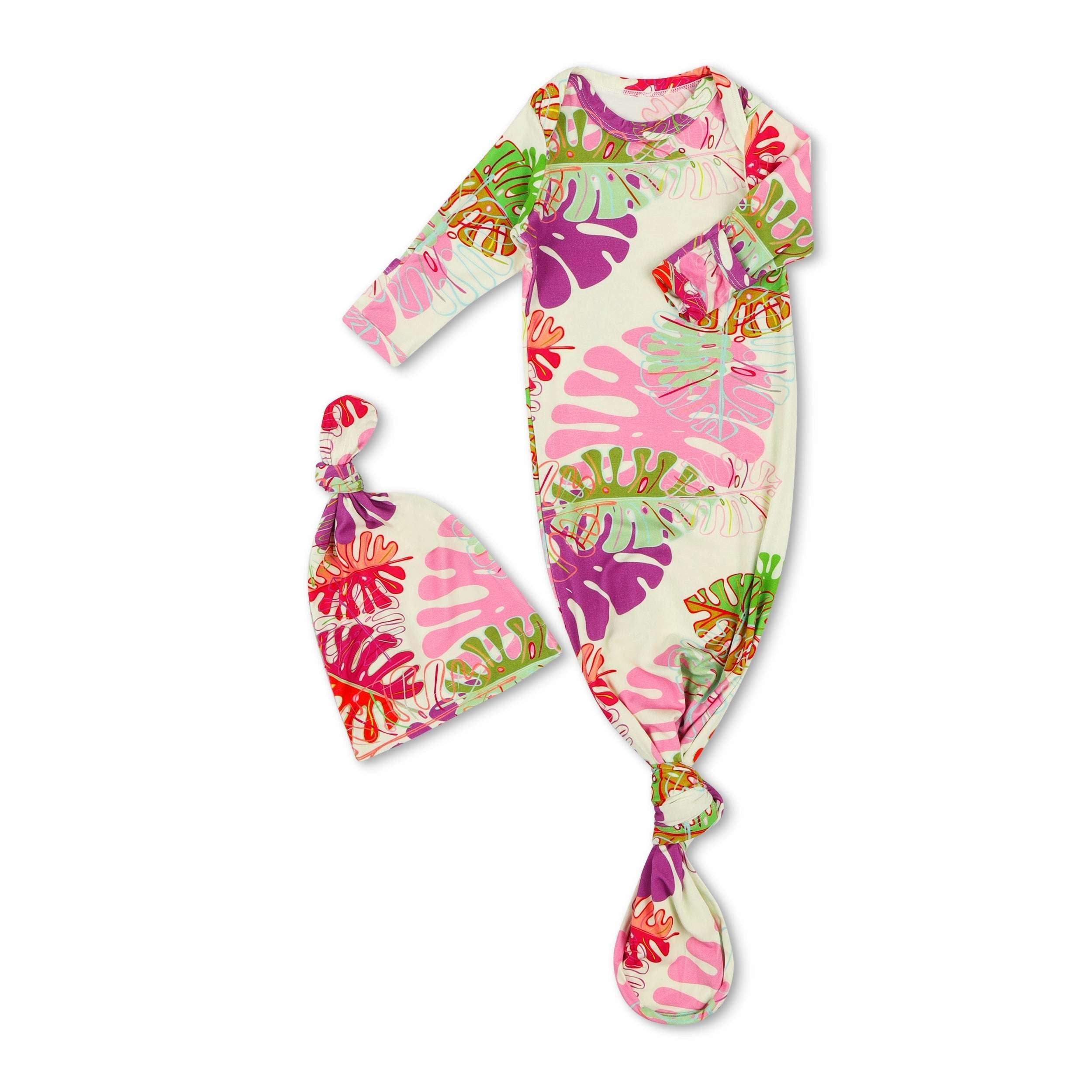 Botanical Bliss Knotted Gown & Hat | Milk & Baby