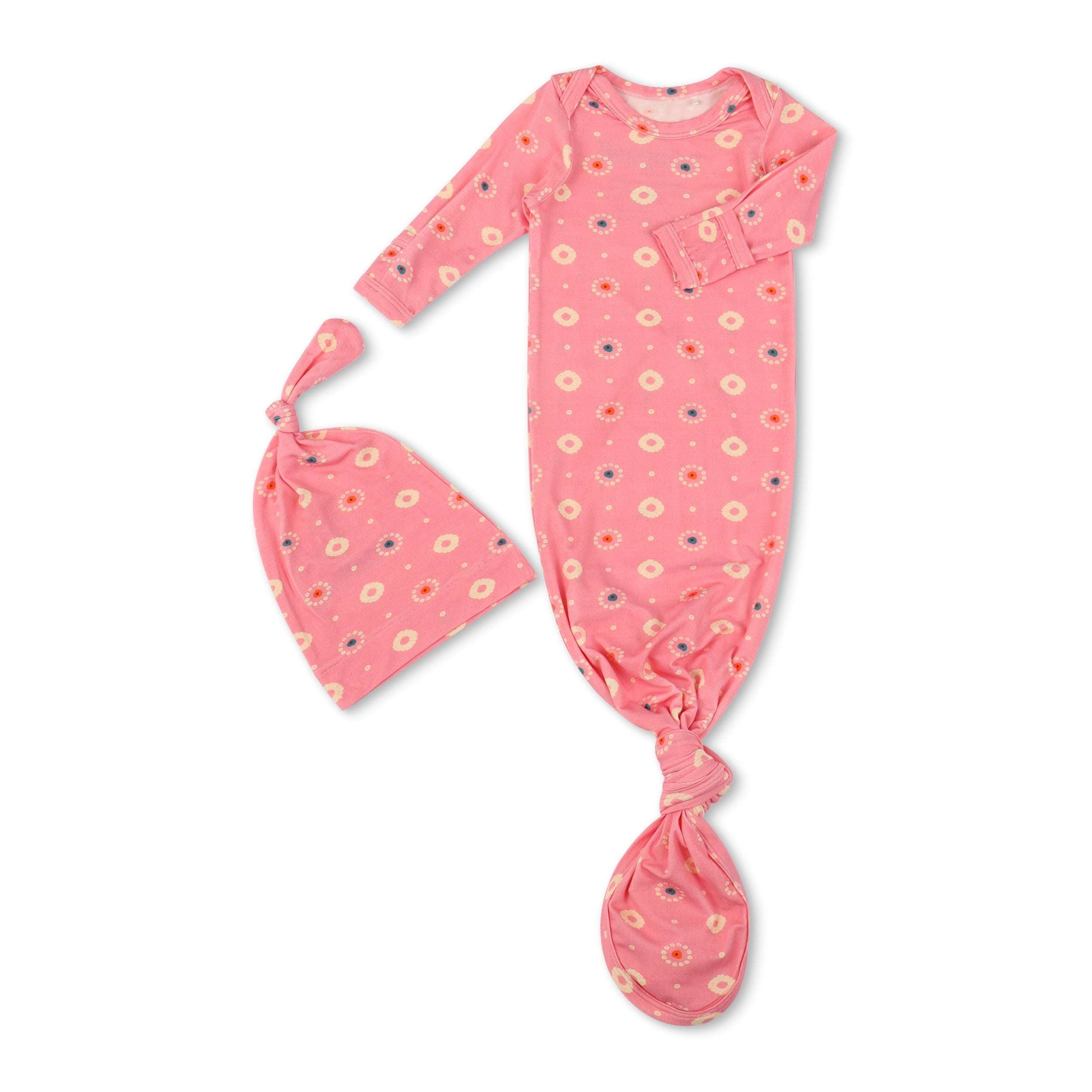 Pink Petals Knotted Gown & Hat | Milk & Baby
