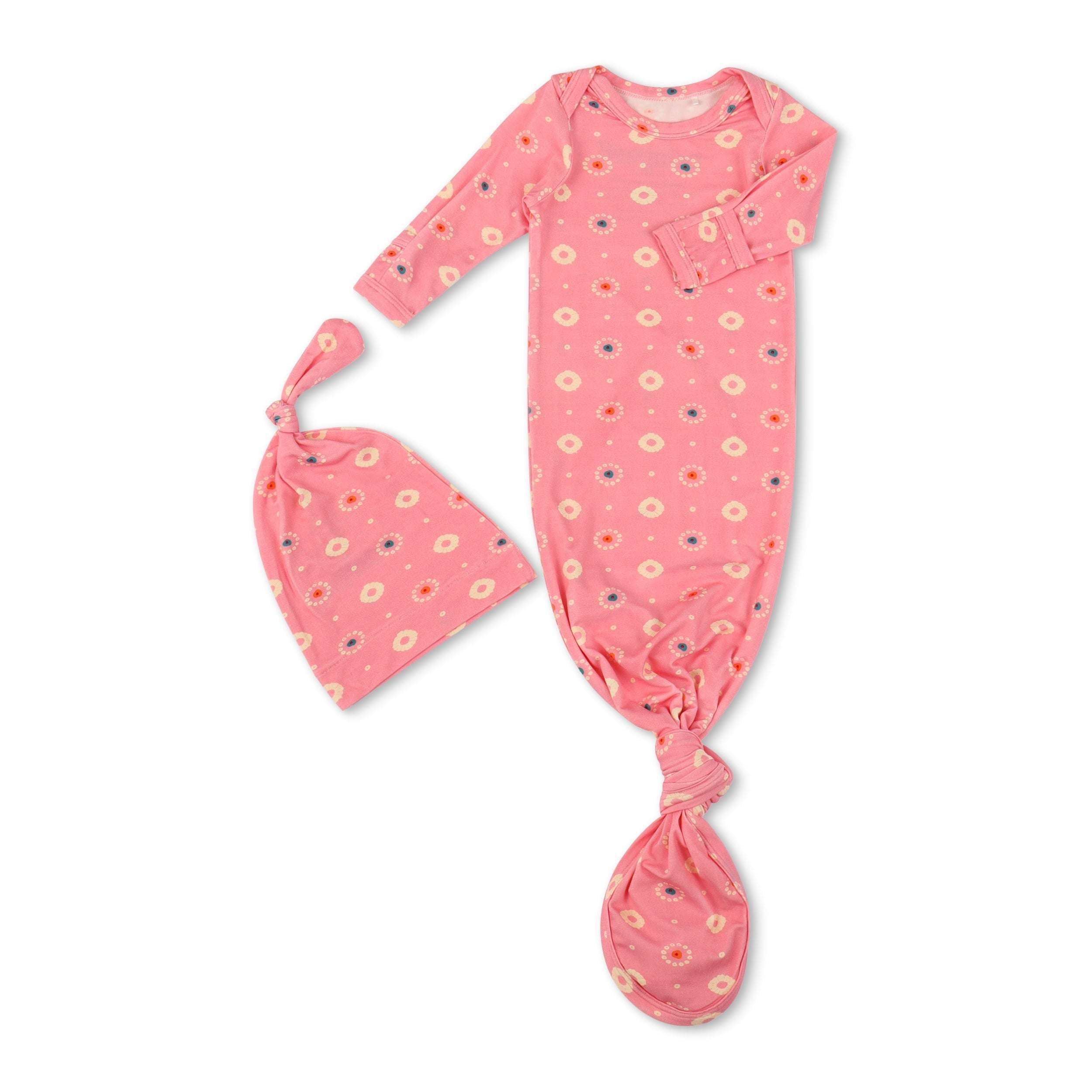 Pink Petals Knotted Gown & Hat Milk & Baby