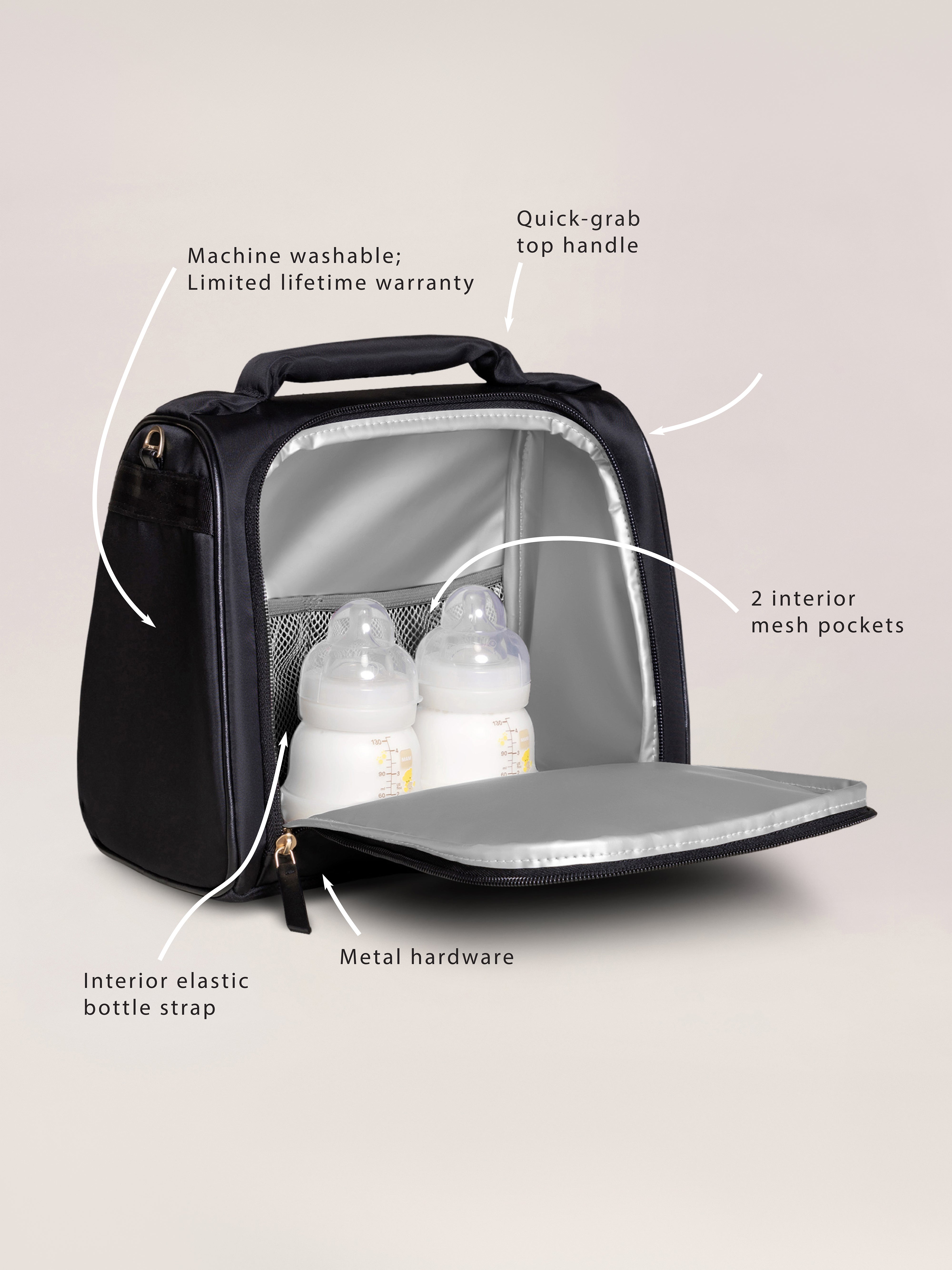 Insulated Bottle Bag - Black | Milk & Baby