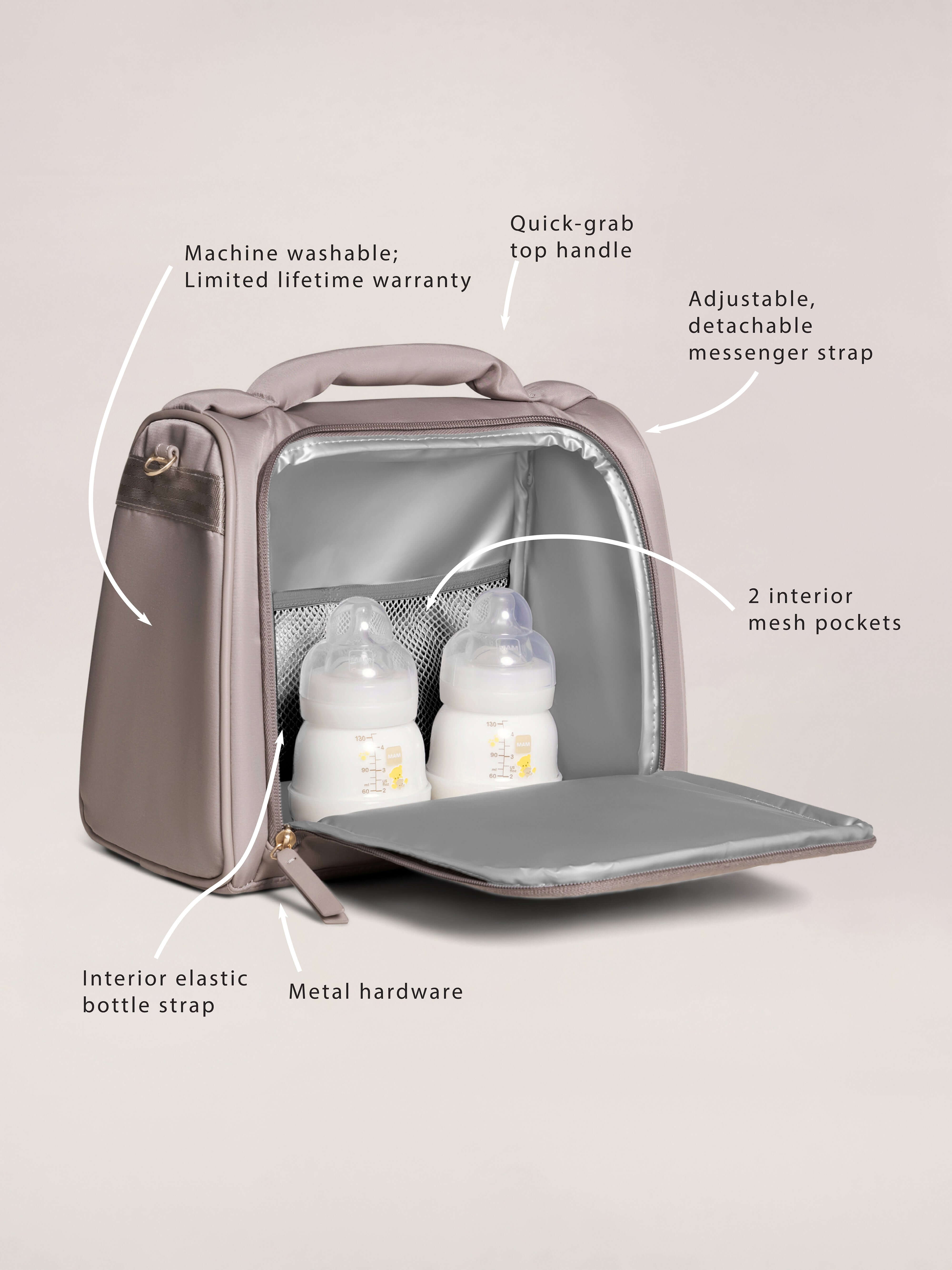 Insulated Bottle Bag - Taupe | Milk & Baby