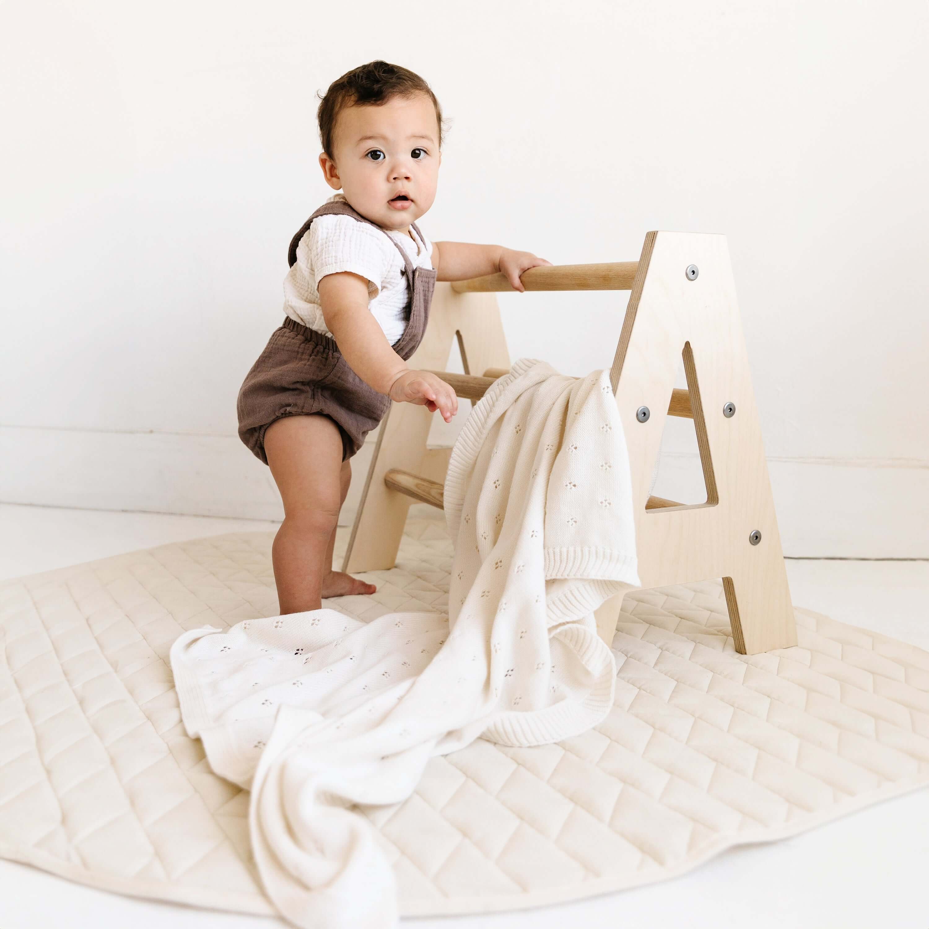 Ivory | Organic Cotton Pointelle Baby Blanket | Milk & Baby