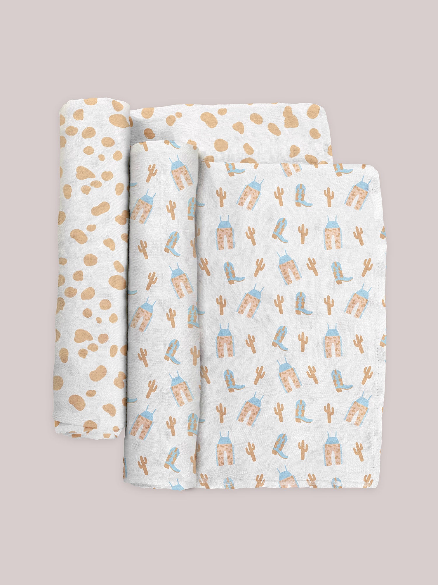 Swaddle Blanket Set | Howdy Partner Blue | Milk & Baby