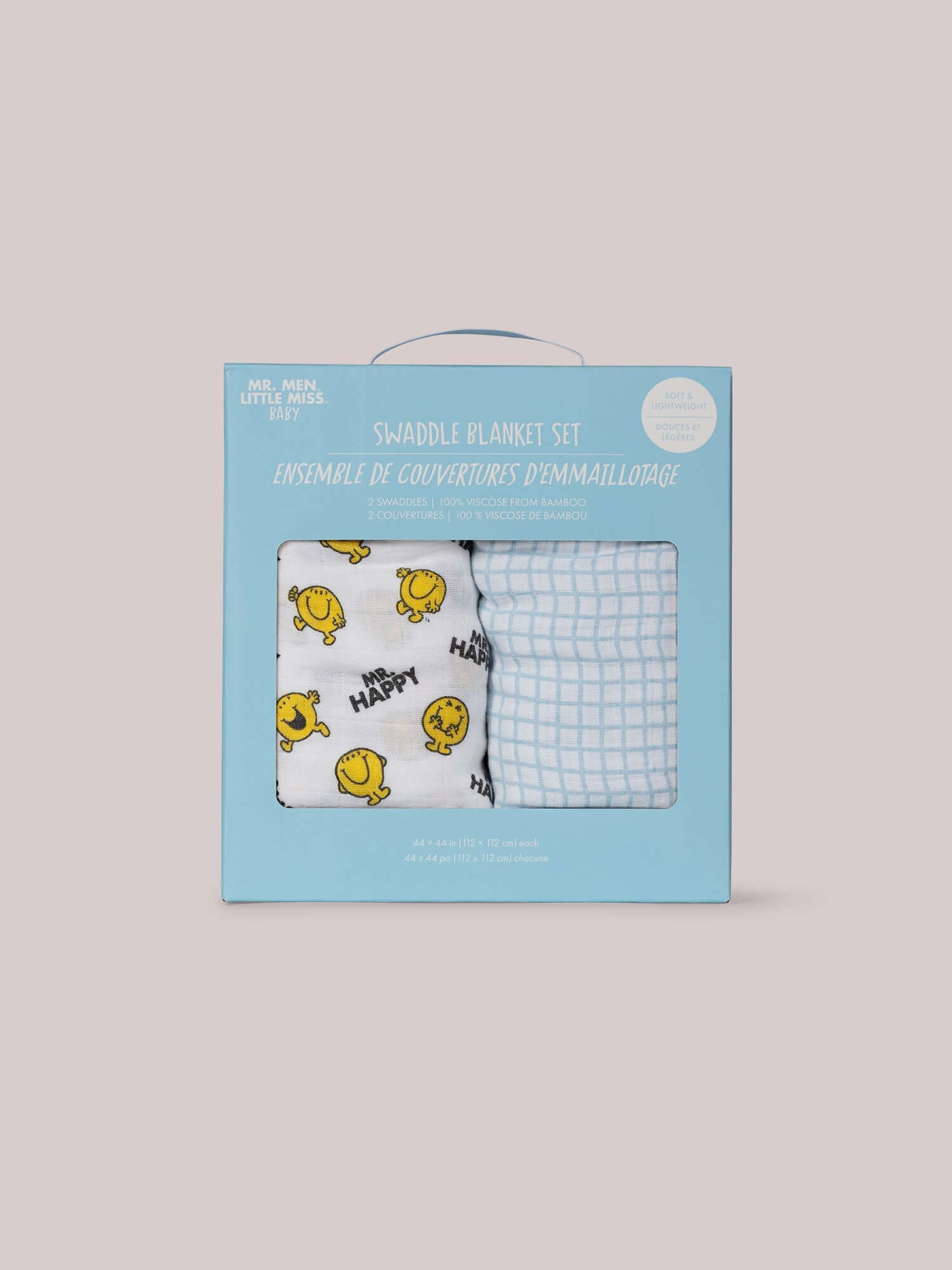 Mr. Happy | 2-Pack Square Swaddle Blanket Set | Milk & Baby