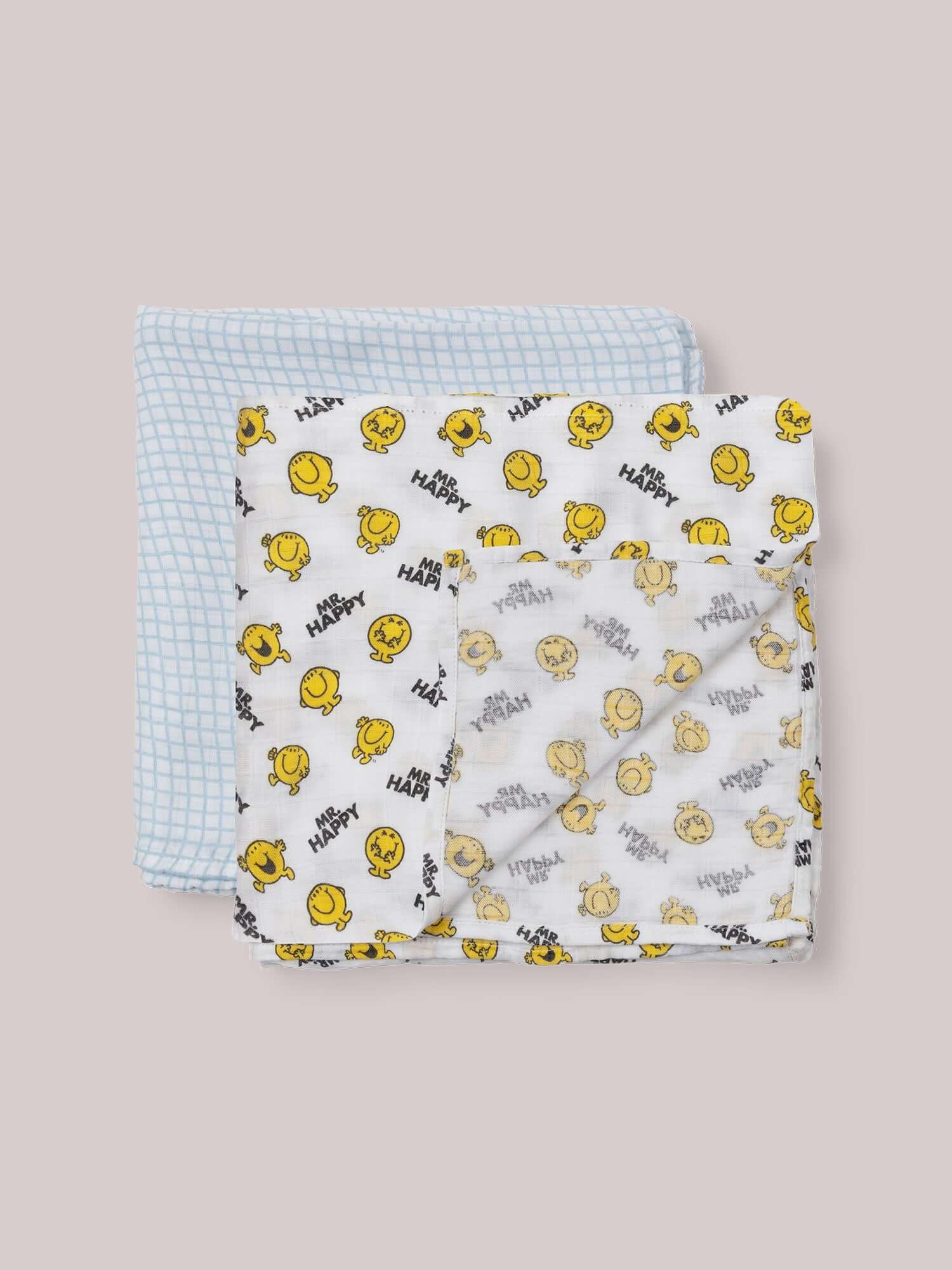 Mr. Happy | 2-Pack Square Swaddle Blanket Set | Milk & Baby
