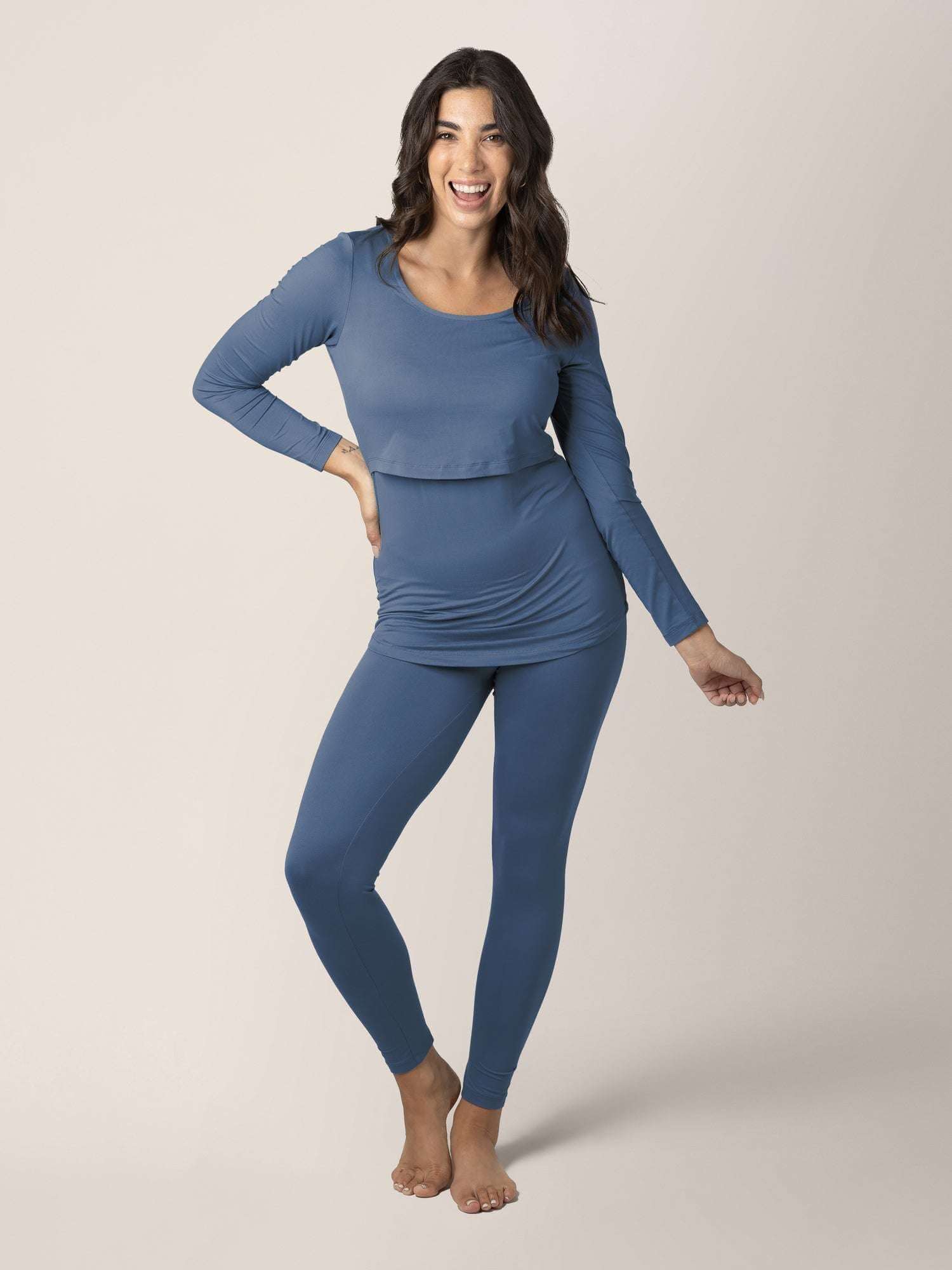 Jane Nursing Pajama Set | Slate Blue | Milk & Baby