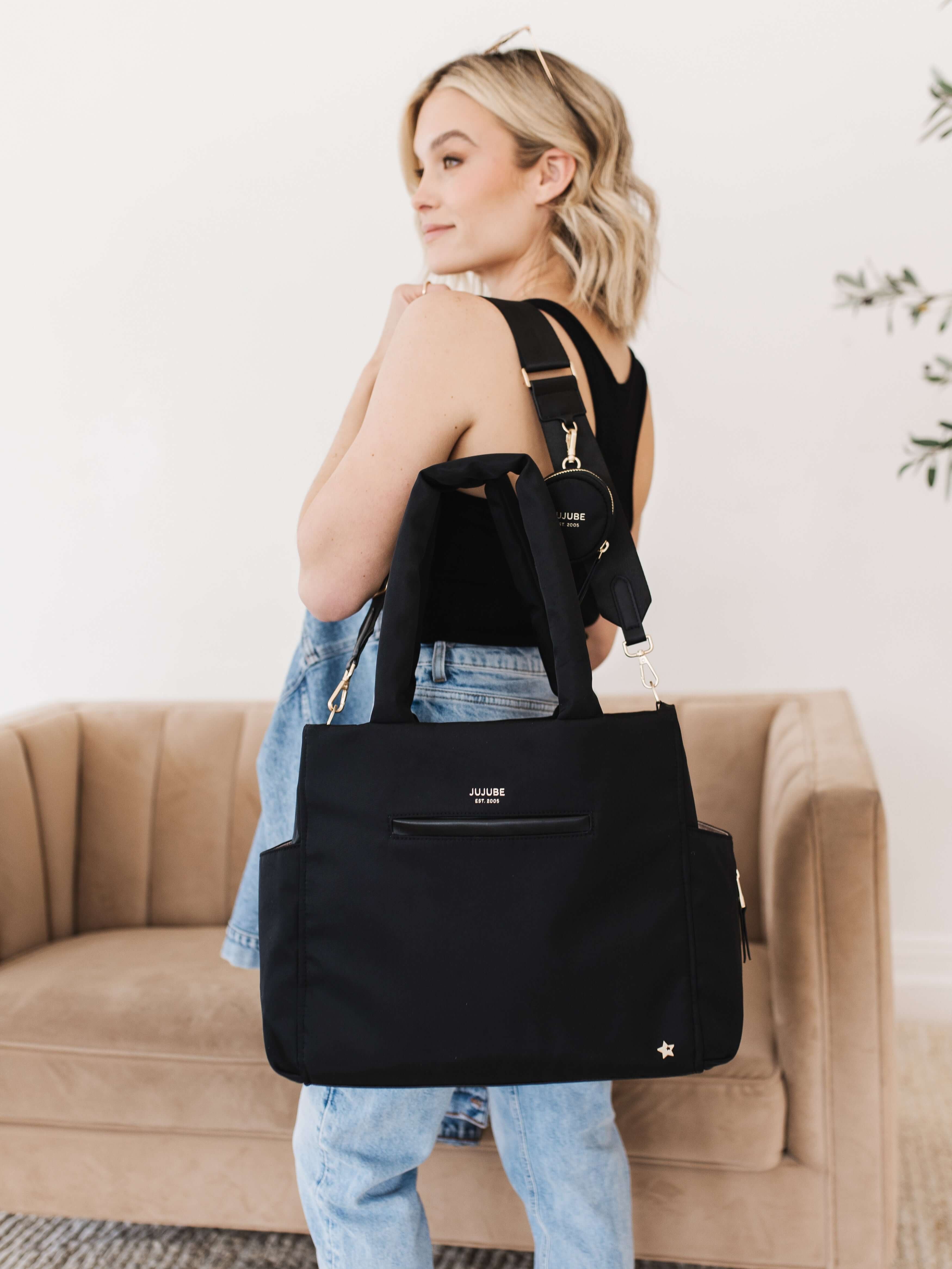 Utility-Strap Tote Diaper Bag - Black | Milk & Baby