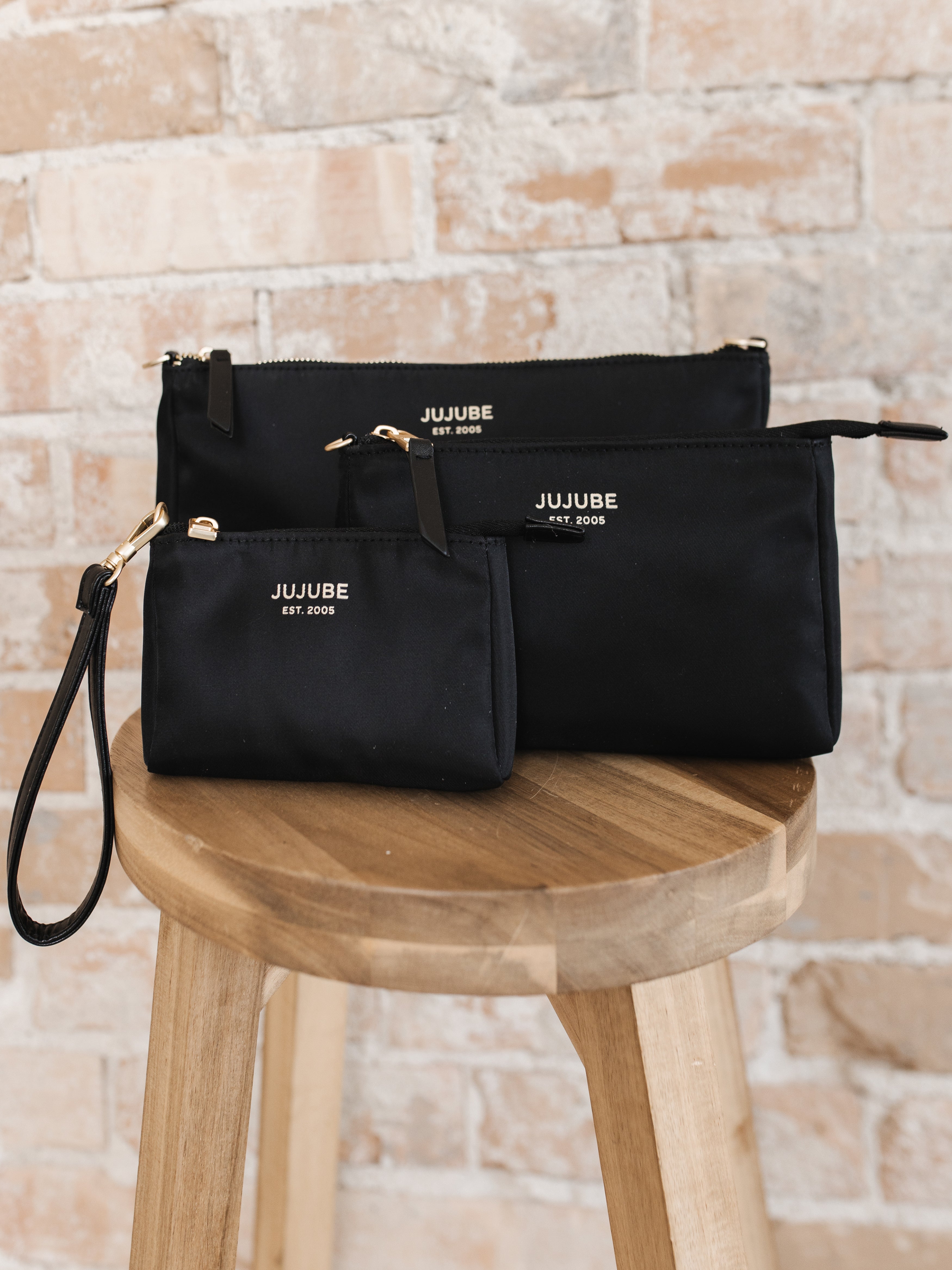 3-Piece Pouch Clutch Purse Set | Black | Milk & Baby