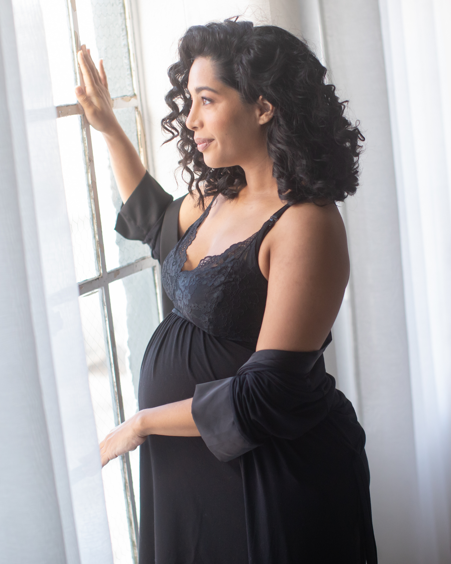 Lucille Maternity & Nursing Nightgown | Black | Milk & Baby
