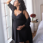 Lucille Maternity & Nursing Nightgown | Black | Milk & Baby