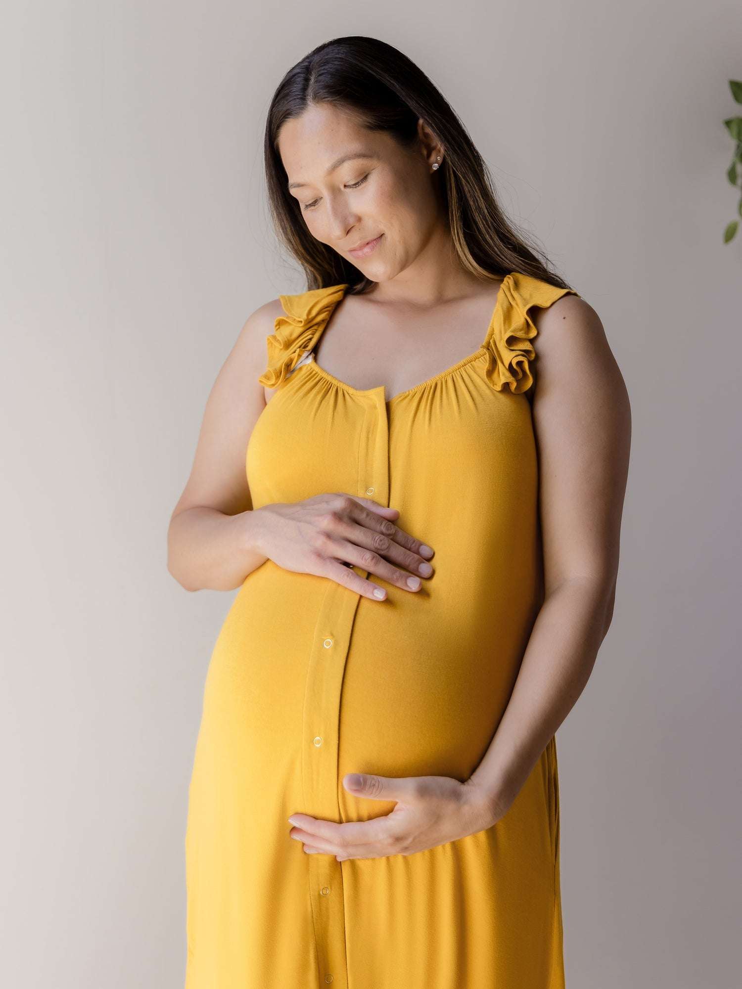 Ruffle Strap Labor & Delivery Gown | Honey | Milk & Baby