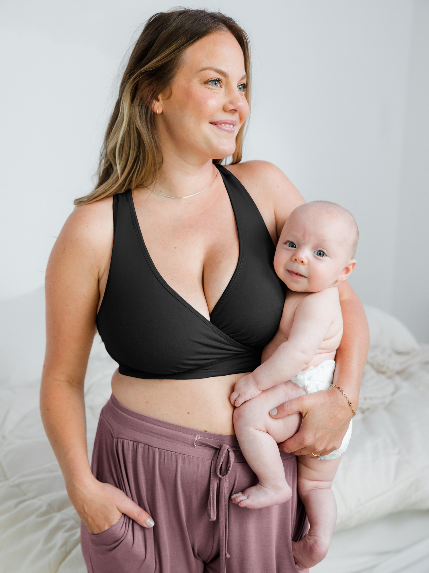 French Terry Racerback Nursing & Sleep Bra | Black | Milk & Baby
