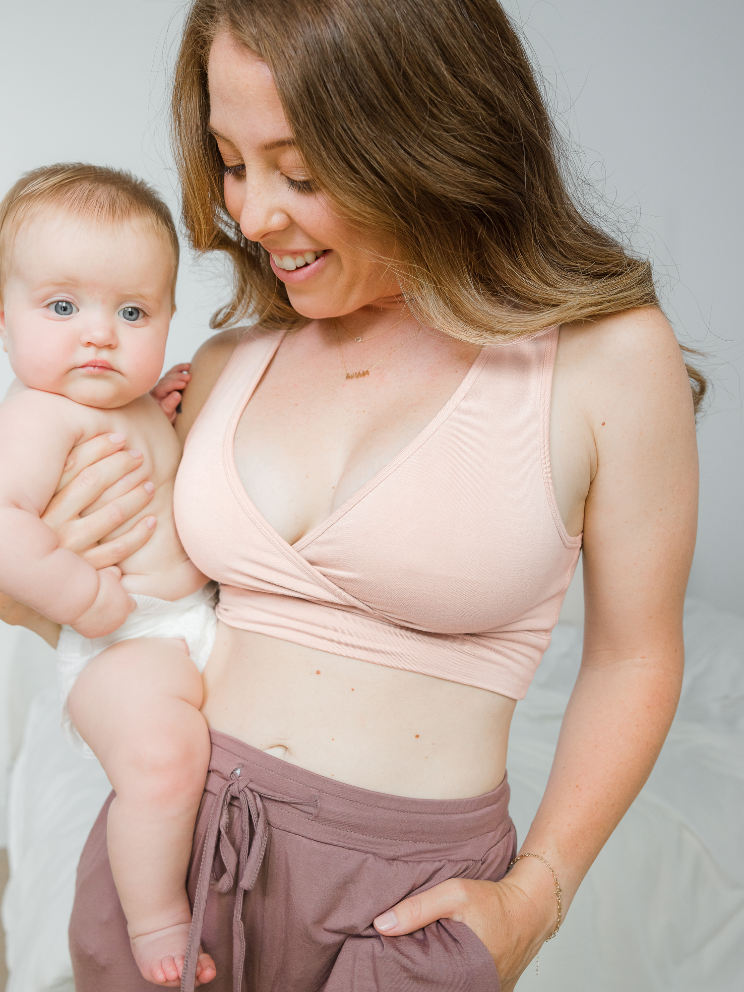 French Terry Racerback Nursing & Sleep Bra | Soft Pink | Milk & Baby