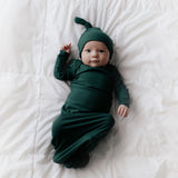 Forest Green Knotted Newborn Baby Gown