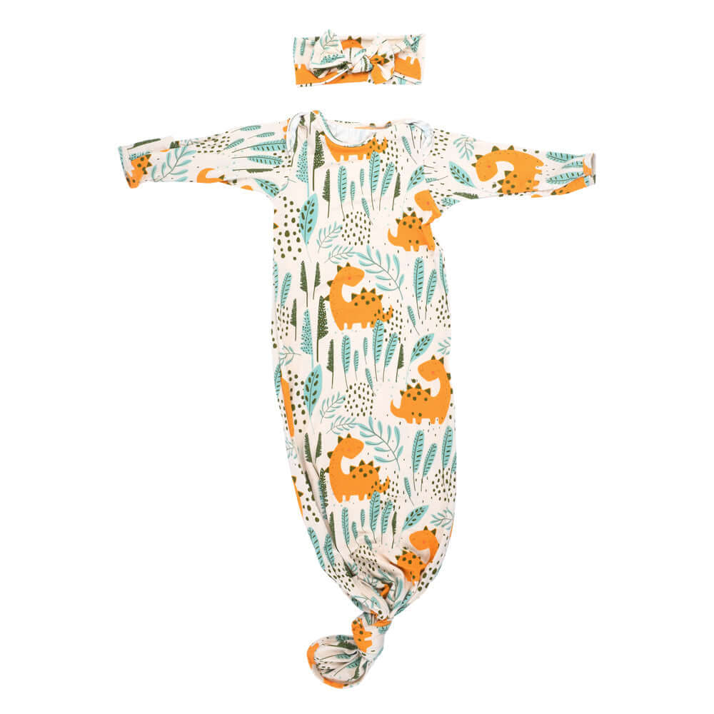 Dinosaur Themed Newborn Knotted Gown