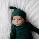 Forest Green Knotted Newborn Baby Gown