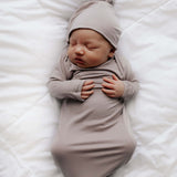 Harbor Mist Knotted Newborn Baby Gown | Milk & Baby