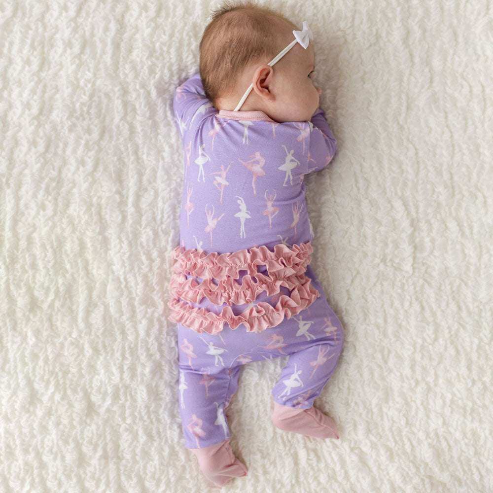 Lillian Ballerinas Bamboo Ruffle Convertible Footie | Milk & Baby