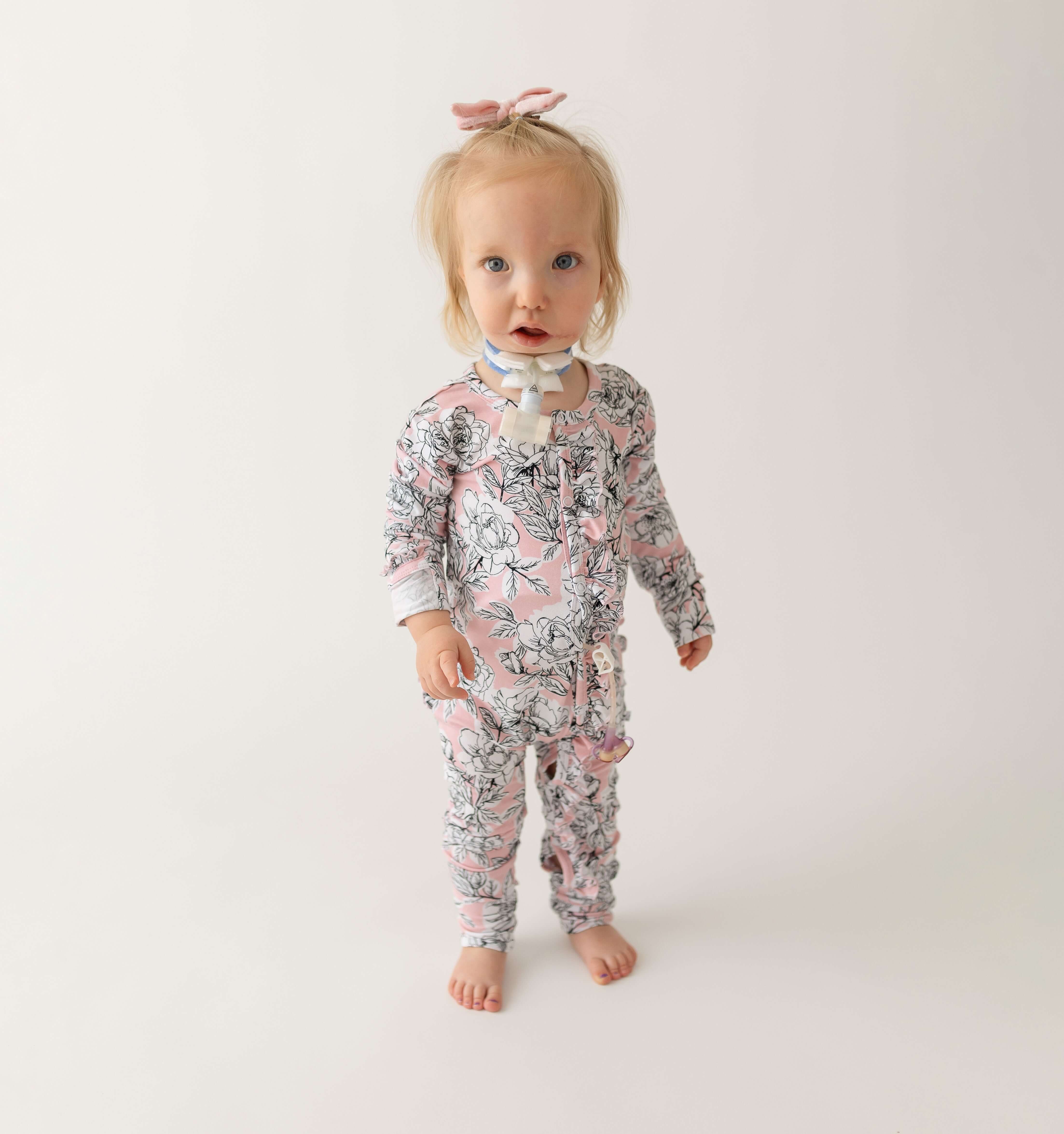 Allie Floral Bamboo Ruffle Convertible Footie | Milk & Baby