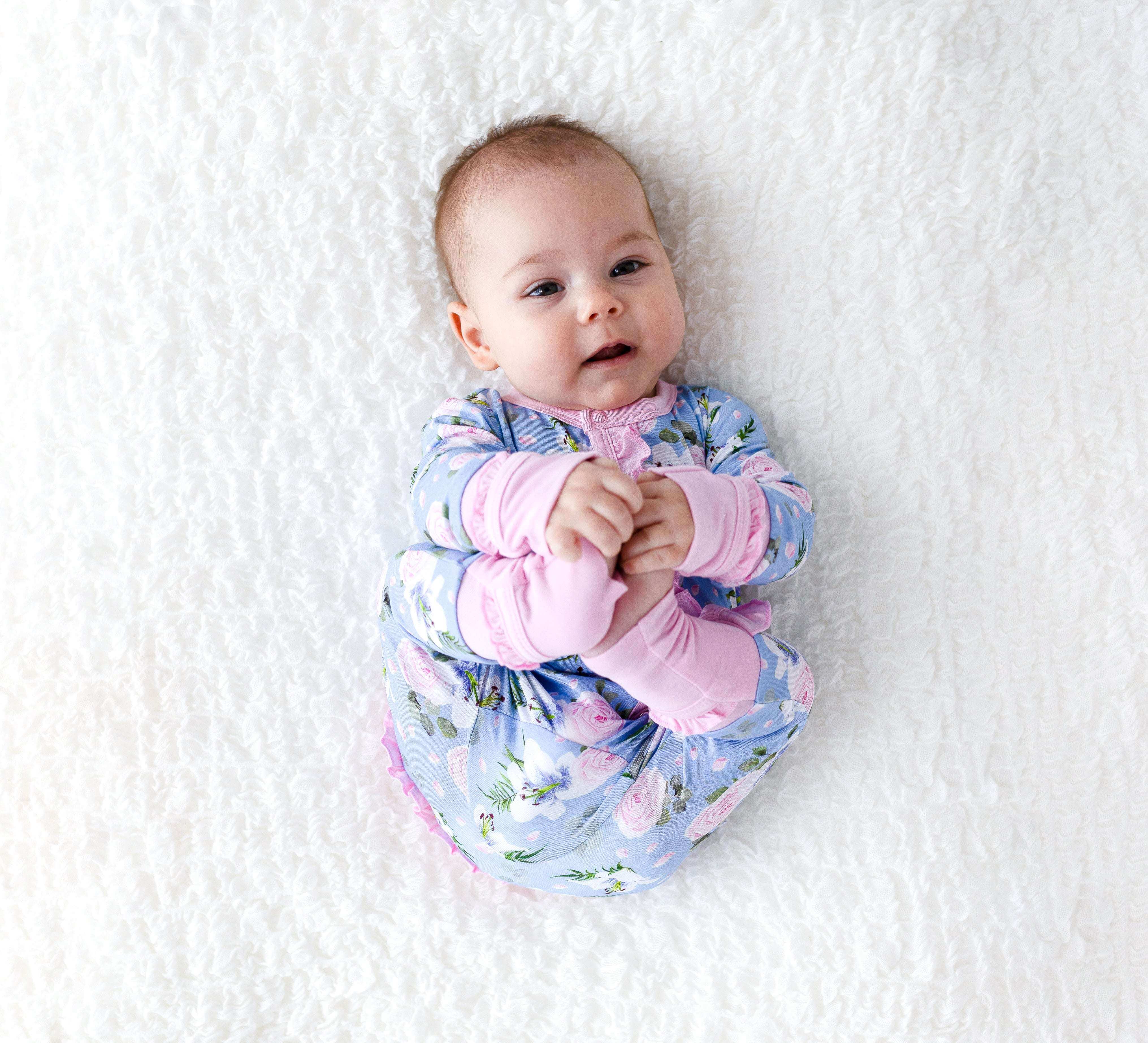 Lillian Floral Bamboo Ruffle Convertible Footie | Milk & Baby