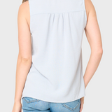 Crochet Ruffle Placket Button Front Blouse