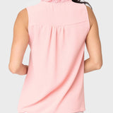 Crochet Ruffle Placket Button Front Blouse