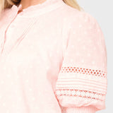 Dianthus Henley Puff Sleeve Pleated Blouse