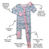Lillian Floral Bamboo Ruffle Convertible Footie | Milk & Baby