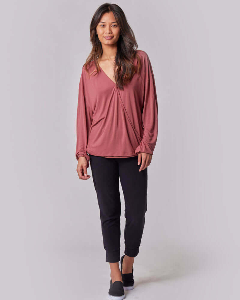 Nursing & Maternity Everywhere Long-Sleeve Wrap Blouse | Terra | Milk & Baby