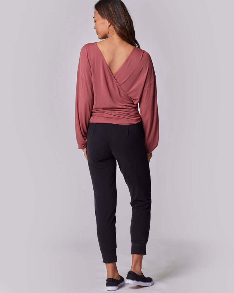 Nursing & Maternity Everywhere Long-Sleeve Wrap Blouse | Terra | Milk & Baby