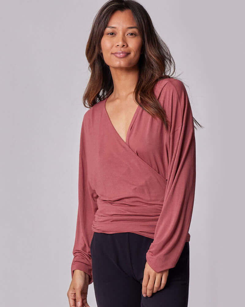 Nursing & Maternity Everywhere Long-Sleeve Wrap Blouse | Terra | Milk & Baby