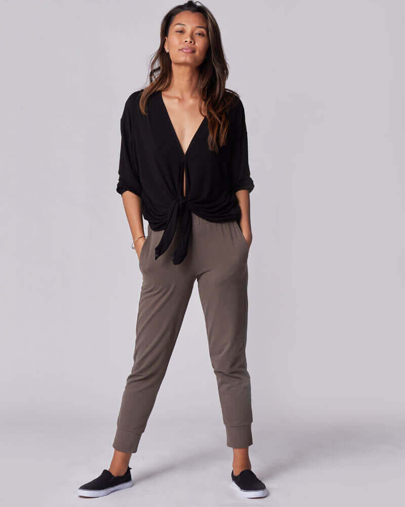 Nursing & Maternity Everywhere Long-Sleeve Wrap Blouse | Black | Milk & Baby