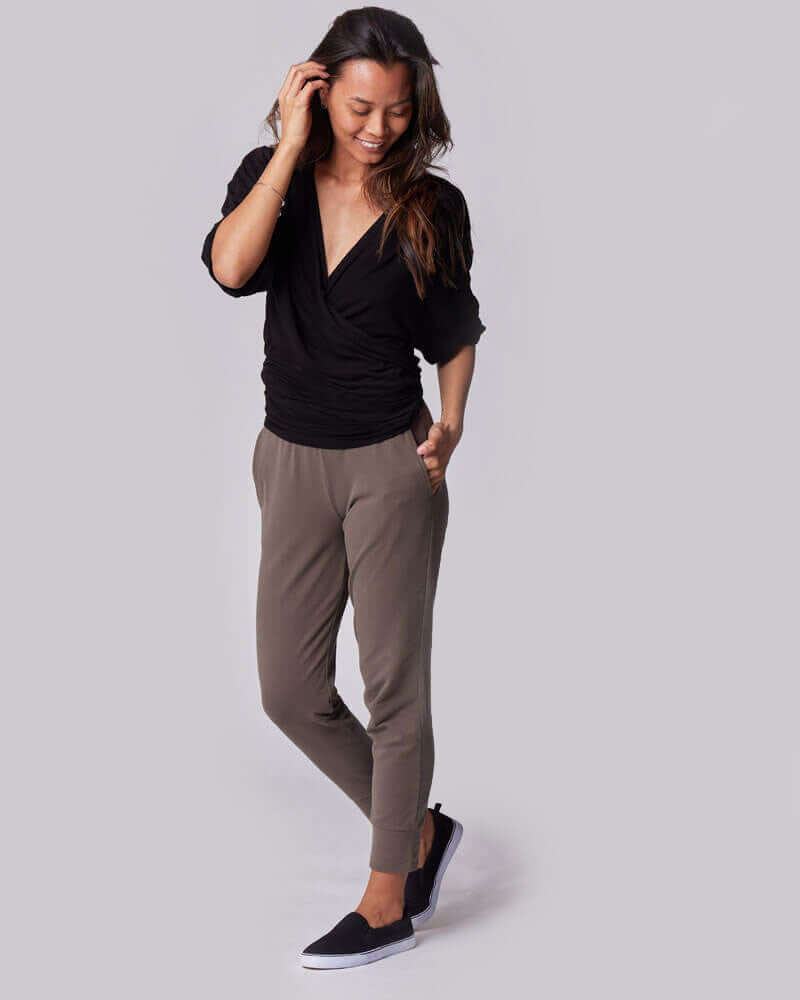 Nursing & Maternity Everywhere Long-Sleeve Wrap Blouse | Black | Milk & Baby