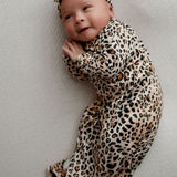 Leopard Knotted Newborn Baby Gown