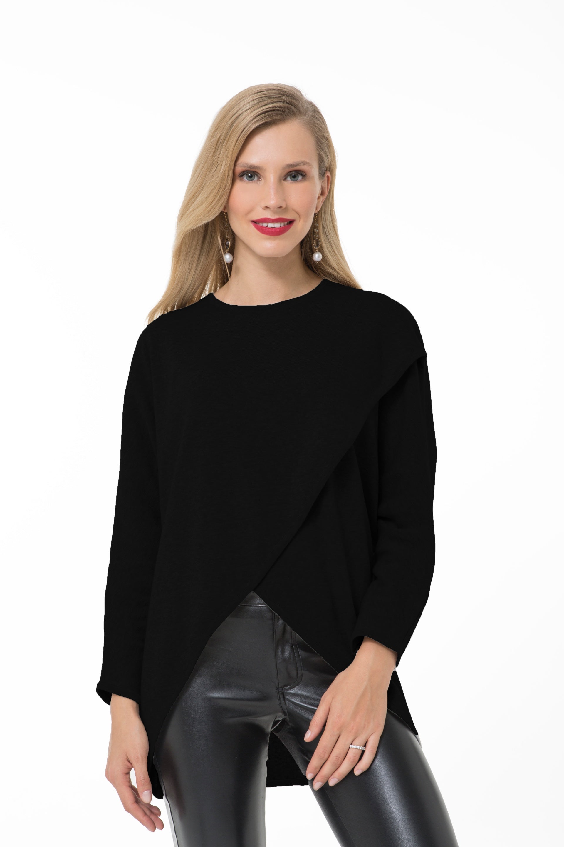 Accouchée Let Loose Crossover Knit Top - Black