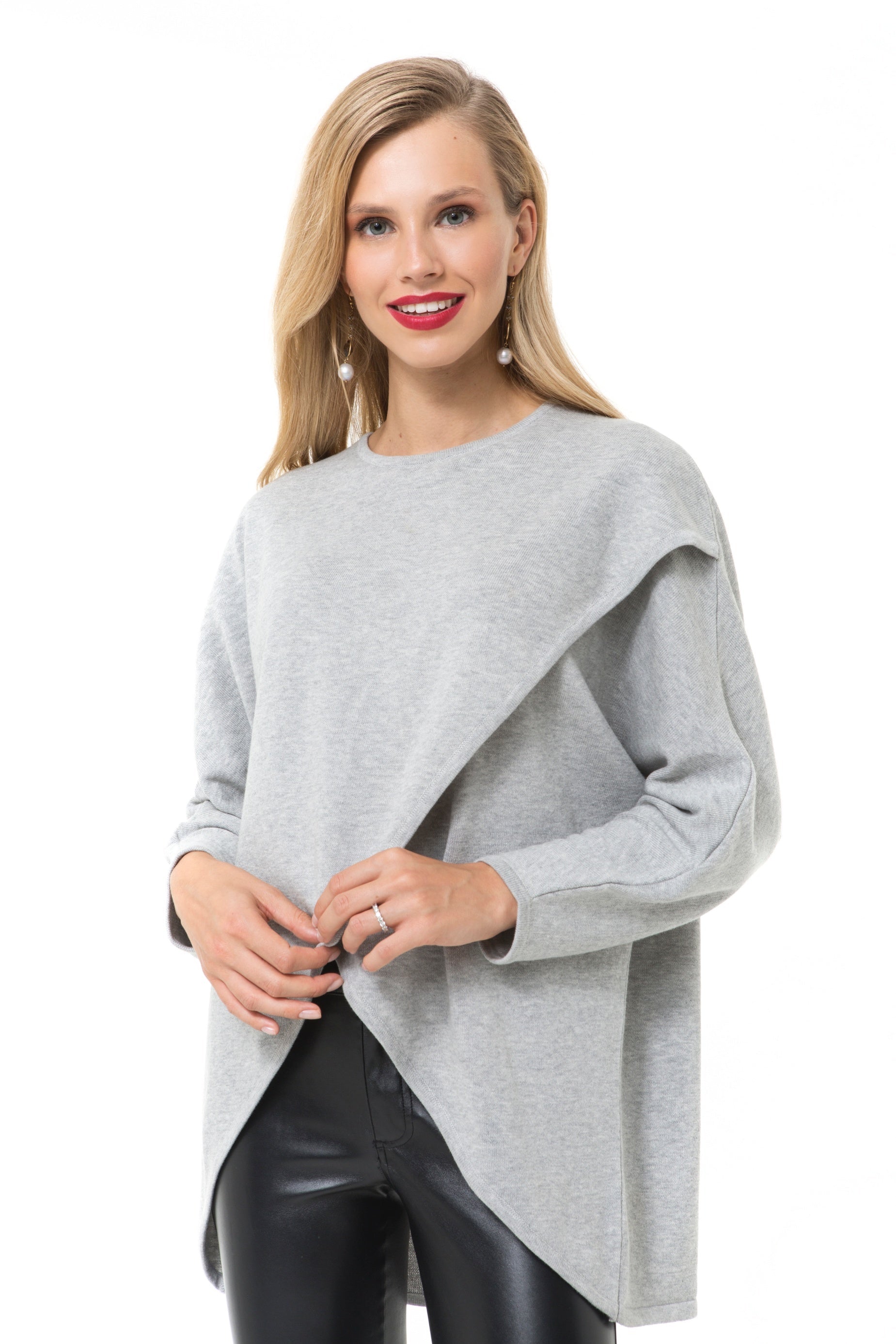 Accouchée Let Loose Crossover Knit Top - Grey
