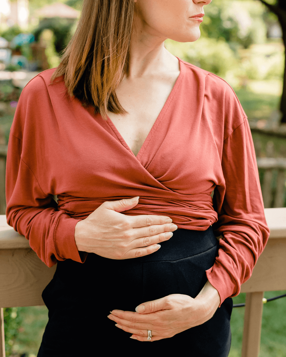 Nursing & Maternity Everywhere Long-Sleeve Wrap Blouse | Terra | Milk & Baby