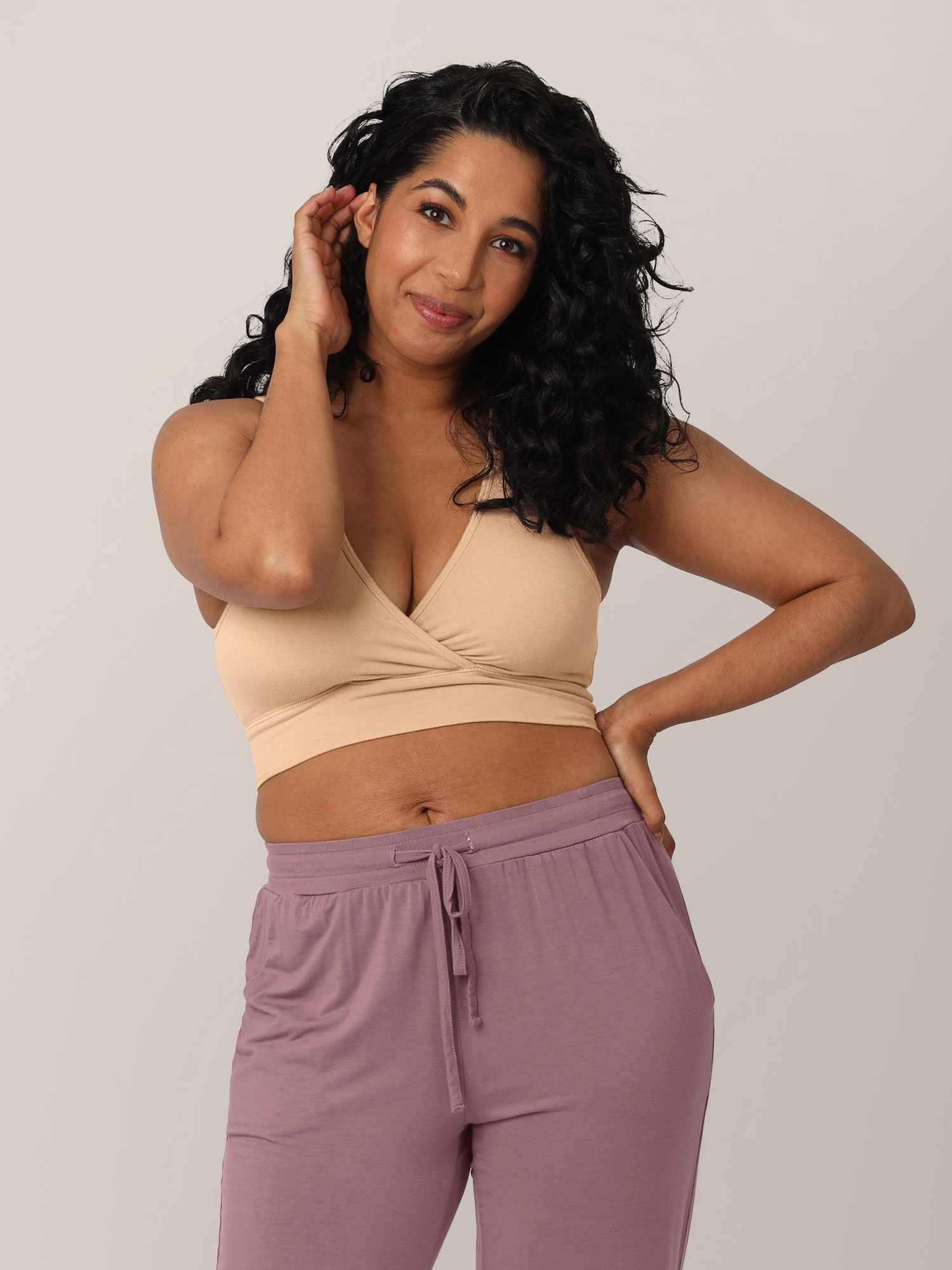 French Terry Racerback Nursing & Sleep Bra | Beige | Milk & Baby